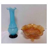 Fenton Marigold 3-Footed Carnival Glass Bowl