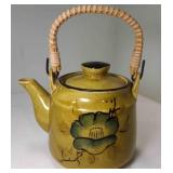 1960s Japanese Stoneware Teapot w/Braided Bamboo