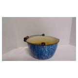 Graniteware Blue White Swirl Enamel Bail Handled
