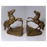 Pair of Solid Brass Rearing Horses Bookends