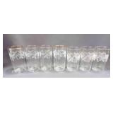 7 Bartlett Collins Etched Golden Grape Glasses