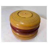 wood Music Box w/Powder Puff Inside WORKS