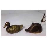 2 Vintage Brass Animal Figurines Paper Weights