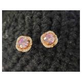 Sterling Silver stud earrings w/rose colored stone