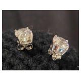 Silver tone earrings w/cubic zirconium stones