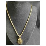 Hamsa hand pendant w/ 24" chain; TJR .925 TR;