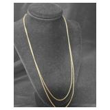 Gold tone Sterling Silver double chain necklace