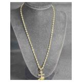 Gold tone Praying Hands pendant necklace; 18"