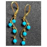 Gold-toned Sterling Silver dangle earrings