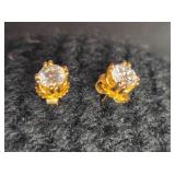 Gold tone earrings w/cubic zirconium stone