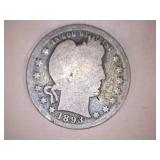 1893 Barber Quarter