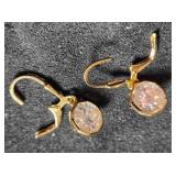 Gold tone Sterling Siver earrings w/clear stones