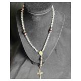4 sets Rosary beads; Holy Family storage box