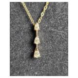 10K gold necklace w/3 stone pendant & 17" chain
