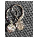 Silver tone dangle earrings w/stone. Prob. cubic