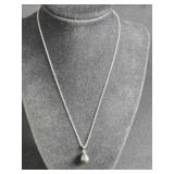 Green cultured pearl w/Sterling necklace