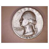 1940 Silver Washington Quarter