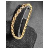 Gold tone Sterling Silver rope chain bracelet