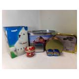 2 Star Wars Pins, 6 Vintage Tin Containers  - 2 Star Wars Pins, 6 Vintage Tin Containers  -