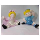Ceramic Blonde Hand Painted Raggedy Ann & Andy Ceramic Blonde Hand Painted Raggedy Ann & Andy