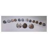 15 Santa Fe Superior Buttons, Silver Tone 15 Santa Fe Superior Buttons, Silver Tone