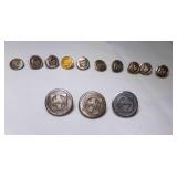 13 Santa Fe Westbury Buttons, Gold/Silver Tone 13 Santa Fe Westbury Buttons, Gold/Silver Tone