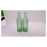 2 Coca-Cola COKE Vintage Green Glass Bottles 2 Coca-Cola COKE Vintage Green Glass Bottles