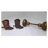 OLD Brass Set of Door Knobs, 2 Metal Cowboy OLD Brass Set of Door Knobs, 2 Metal Cowboy