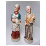 2 Porcelain Old Couple Figurines 2 Porcelain Old Couple Figurines