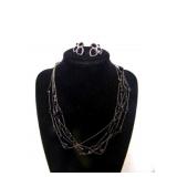 Black Fashion Jewelry Set, 2 Silver tone Black Black Fashion Jewelry Set, 2 Silver tone Black