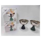2 BMF N German Made Spherical Bowls, Green Marble 2 BMF N German Made Spherical Bowls, Green Marble