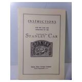 Instruction  Booklet for 1927 Stanley Steamer Car Instruction  Booklet for 1927 Stanley Steamer Car