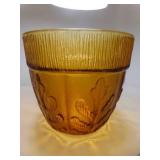 Vintage 1970s FTD Amber Glass Oak Leaf Planter Vintage 1970s FTD Amber Glass Oak Leaf Planter