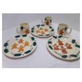 3 Small Gingerbread Cookie Plates, Matching Mugs 3 Small Gingerbread Cookie Plates, Matching Mugs