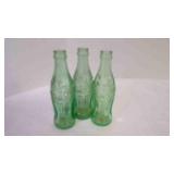 3 Coca-Cola COKE Vintage Green Glass Bottles 3 Coca-Cola COKE Vintage Green Glass Bottles