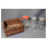Square Woven Napkin Holder, 2 SMALL Wire Bail Square Woven Napkin Holder, 2 SMALL Wire Bail