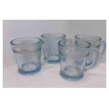 4 Fire-King Oven Glass Ornate Saphire Blue Mug 4 Fire-King Oven Glass Ornate Saphire Blue Mug