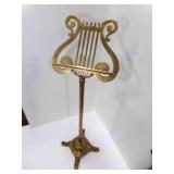 Vintage Brass Lyre Music Stand Ornate Footed Base Vintage Brass Lyre Music Stand Ornate Footed Base