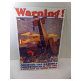 1988 Porcelain Sign, WARNING! Work Safety Sign 1988 Porcelain Sign, WARNING! Work Safety Sign