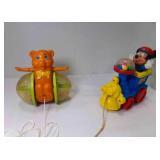 1978 Fisher Price Bear Pull Toy, Mickey Mouse 1978 Fisher Price Bear Pull Toy, Mickey Mouse