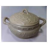Stoneware Casserole w/Lid Vine Branch Handles Stoneware Casserole w/Lid Vine Branch Handles