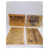 4 Humorous Wall Hanging Signs, Some Pin Holes 4 Humorous Wall Hanging Signs, Some Pin Holes