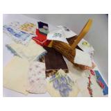 wood Woven Basket w/Handle, Stack of Hankies wood Woven Basket w/Handle, Stack of Hankies
