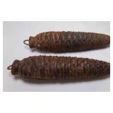 2 Pine Cone Clock Weights, Rust & Patina 2 Pine Cone Clock Weights, Rust & Patina