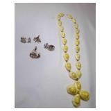 Cowrie Shell Necklace, 4 Silver Tone Charms Cowrie Shell Necklace, 4 Silver Tone Charms