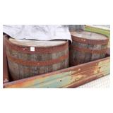 2 WOODEN WHISKEY BARRELS, 35