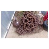 STEEL BALLS & CHAIN, 1-GROVE 200# BALL 1- SMALLER