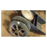 Small Vintage Metal Wagon & Wheels