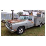 1988 DODGE 3500 BUCKET TRUCK, AUTO,