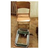 Wood Chair, Metal Stool